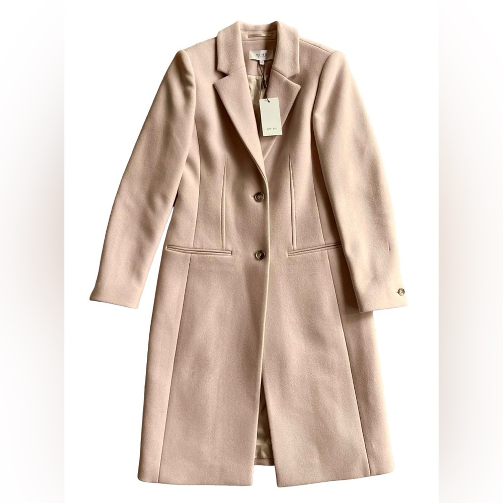 Reiss NWT Pembury Longline Wool Blend Coat *Flaws* - Pale Pink - Size US 4/UK 8